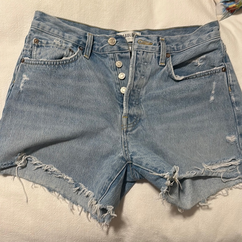 Agolde Parker Long denim shorts in Swapmeet